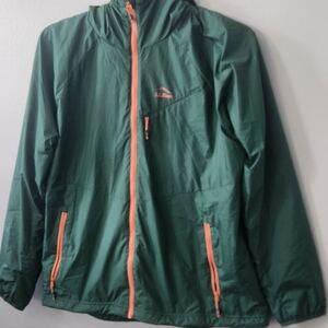 LL Bean Performance Fleece Lined Women's Windbreaker Jacket Green Size Large